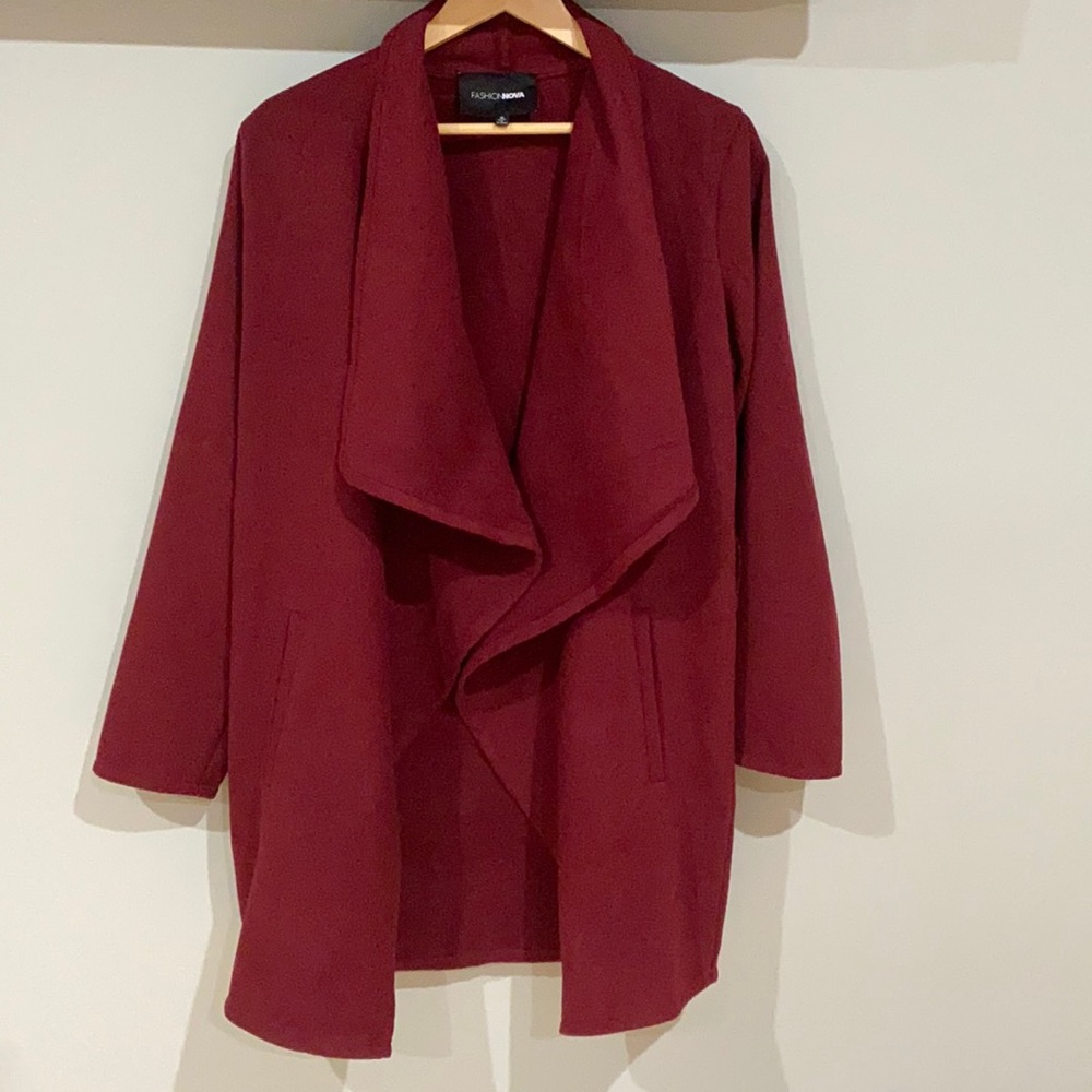 This burgundy coat is a size medium from FN.